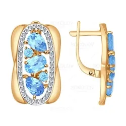 Cercei din aur roșu cu Cubic Zirconia Incolor, Topaz Swiss