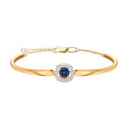 Браслет из красного золота с камнями Бриллиант, Сапфир