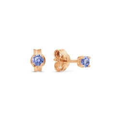 Cercei Pusete din aur roșu cu Cubic Zirconia Albastru Safir