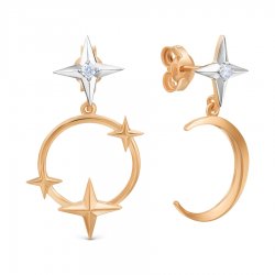 Cercei Pusete din aur roșu cu pietre Cubic Zirconia Incolor