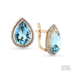 Cercei din aur roșu cu Cubic Zirconia Incolor, Topaz Swiss