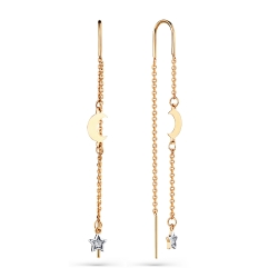 Cercei Lanț din aur roșu cu pietre Cubic Zirconia Incolor