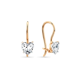 Cercei p-u copii din aur roșu cu pietre Cubic Zirconia Incolor