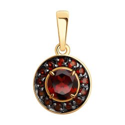 Pandantiv din aur roșu cu pietre Granat