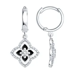 Cercei Creole din argint cu Cubic Zirconia Incolor, Emailare