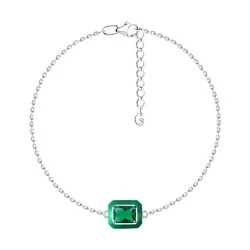 Brățară din argint cu Cubic Zirconia Verde, Emailare