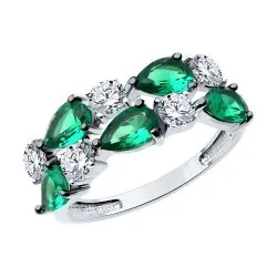 Inel din argint cu Cubic Zirconia Incolor, Cubic Zirconia Verde
