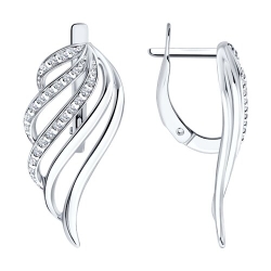 Серьги из серебра с камнями Фианит