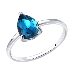 Inel din argint  cu pietre Cristal Albastru