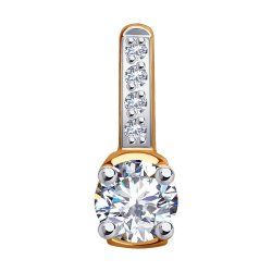 Pandantiv din aur roșu cu pietre Cubic Zirconia Incolor