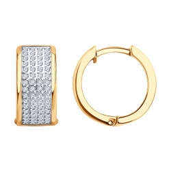 Cercei Creole din aur roșu cu pietre Cubic Zirconia Incolor