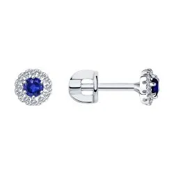 Cercei Pusete din aur alb cu Diamant, Safir