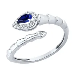 Inel din aur alb cu Diamant, Safir