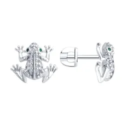 Cercei Pusete din argint cu Cubic Zirconia Incolor, Cubic Zirconia Verde