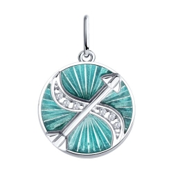 Pandantiv din argint  cu pietre Cubic Zirconia Incolor, Emailare