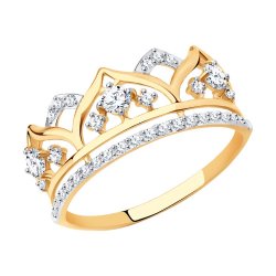 Inel din aur roșu cu pietre Cubic Zirconia Incolor