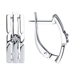 Серьги из серебра с камнями Бриллиант