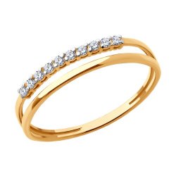 Inel din aur roșu cu pietre Cubic Zirconia Incolor