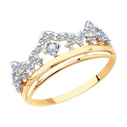 Кольцо из красного золота с камнями Фианит