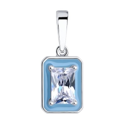 Pandantiv din argint  cu pietre Cubic Zirconia Incolor, Emailare