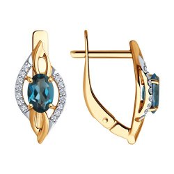 Cercei din aur roșu cu pietre Diamant, Topaz London