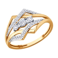 Inel din aur roșu cu pietre Cubic Zirconia Incolor