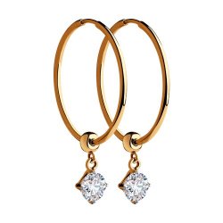 Cercei Creole din aur roșu cu pietre Cubic Zirconia Incolor