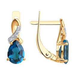 Cercei din aur roșu cu pietre Cubic Zirconia Incolor, Topaz London