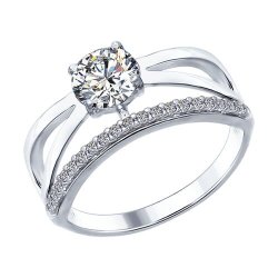 Inel din argint  cu pietre Cubic Zirconia Incolor