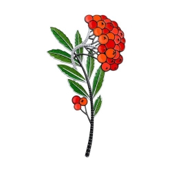 Брошь из серебра с камнями Фианит, Фианит Чёрный и Эмаль