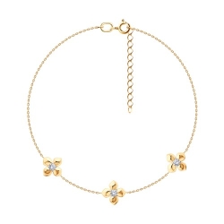 Браслет из красного золота с камнями Фианит