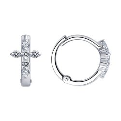 Cercei Creole din argint  cu pietre Cubic Zirconia Incolor