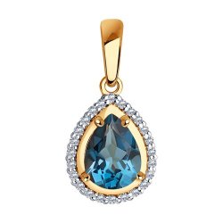 Pandantiv din aur roșu cu pietre Cubic Zirconia Incolor, Topaz London