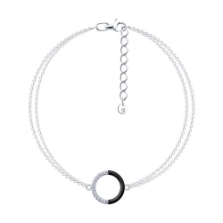 Браслет из серебра с камнями Фианит, Эмаль