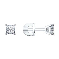 Cercei Pusete din aur alb cu pietre Diamant
