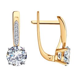 Cercei din aur roșu cu pietre Cubic Zirconia Incolor