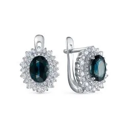 Cercei din aur alb cu Diamant, Safir