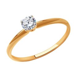 Кольцо из красного золота с камнями Фианит