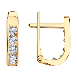 Cercei din aur roșu cu pietre Cubic Zirconia Incolor