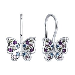 Cercei p-u copii din argint  cu pietre Cubic Zirconia Colorat