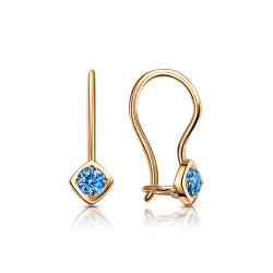 Cercei p-u copii din aur roșu cu pietre Cubic Zirconia Albastru