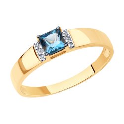 Inel din aur roșu cu pietre Cubic Zirconia Incolor, Topaz London
