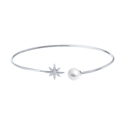 Brățară din aur alb cu pietre Diamant, Perla Albă