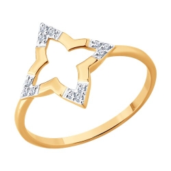 Inel din aur roșu cu pietre Cubic Zirconia Incolor