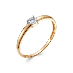 Кольцо из красного золота с камнями Бриллиант