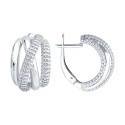 Серьги из серебра с камнями Фианит