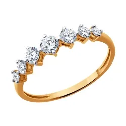 Inel din aur roșu cu Cubic Zirconia Incolor