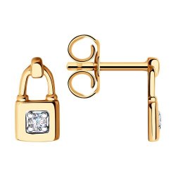 Cercei Pusete din aur roșu cu pietre Cubic Zirconia Incolor