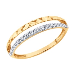 Кольцо из красного золота с камнями Фианит