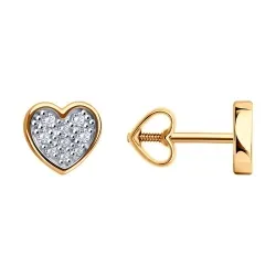 Cercei Pusete din aur roșu cu Cubic Zirconia Incolor